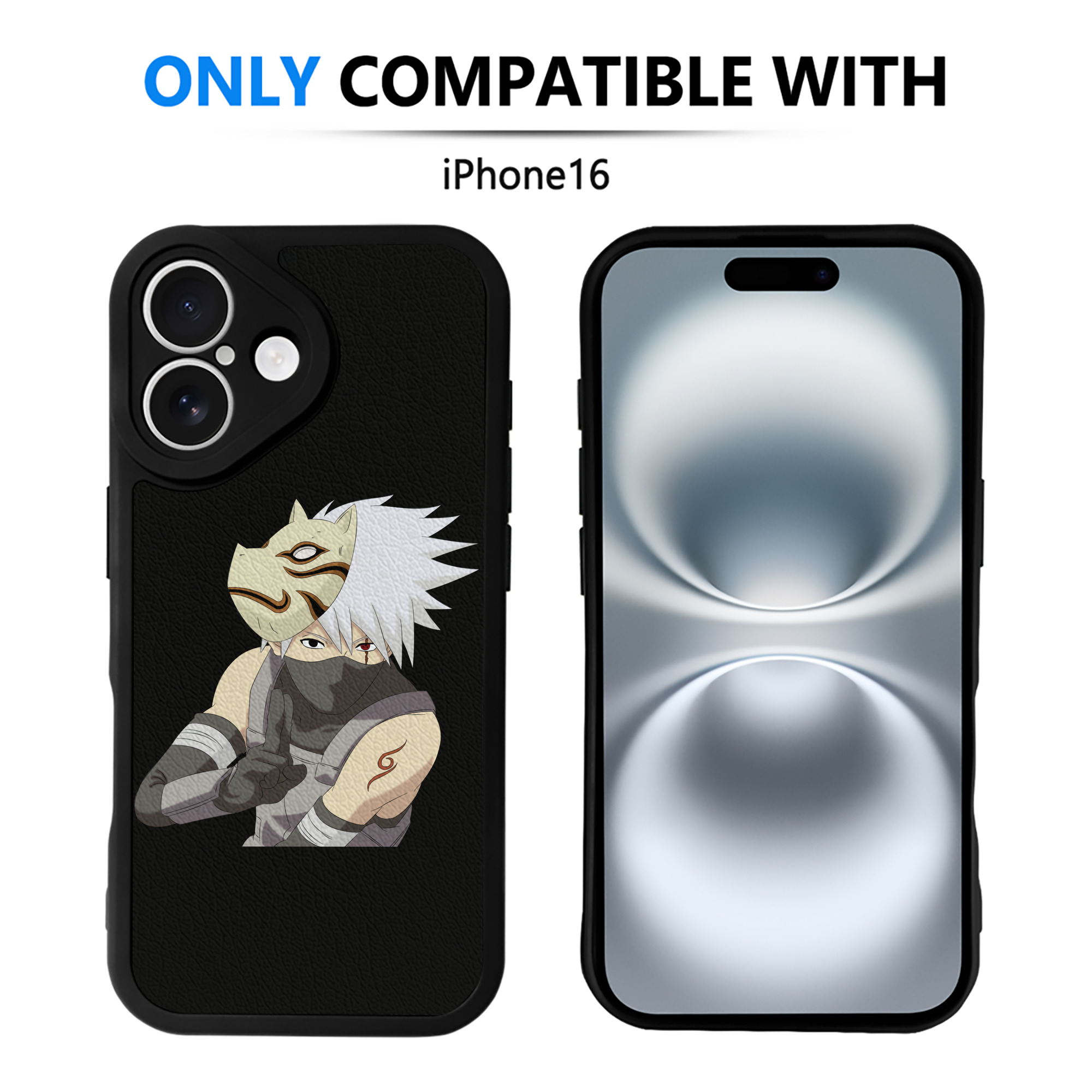 （画像用） NARUTO -ナルト- はたけ カカシ Hatake Kakashi 【iPhone 16シリーズ対応】シリコンスマホケース（レザー調） 材質：シリコン